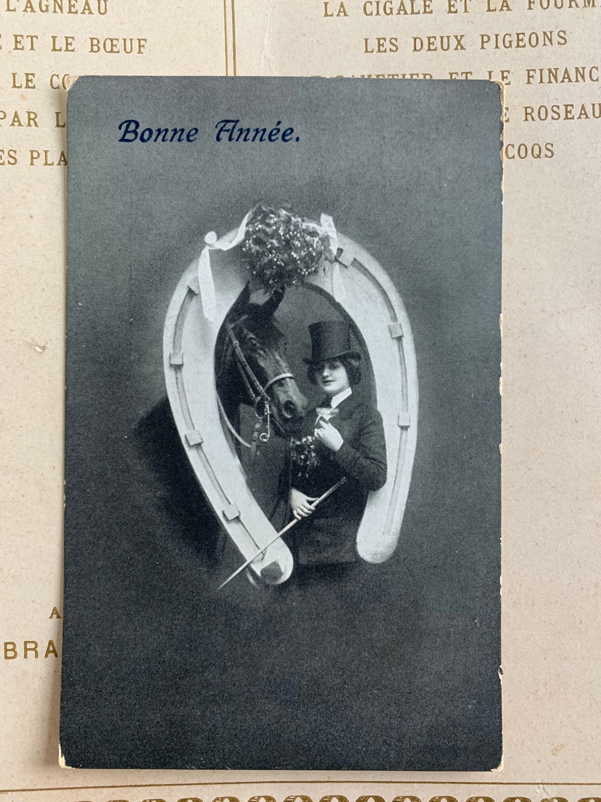 1913 Champagne - Heureuse Année - dame met paard, Ophalen of Verzenden, Voor 1920, Gelopen, Feest(dag)