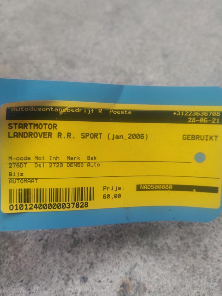 Startmotor Land Rover Range Rover Sport (jan. 2006), Ophalen of Verzenden, Gebruikt, Land Rover