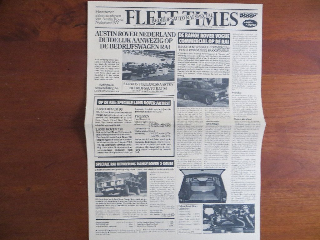 Austin Land Rover Fleet Times (febr. 1986) Bedrijfswagens, Ophalen of Verzenden, Nieuw, Overige merken
