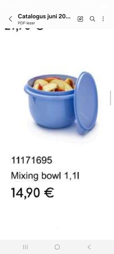 Nieuwe Tupperware Mixing Bowl 1.1L, Ophalen of Verzenden, Nieuw, Geel, Bak of Kom