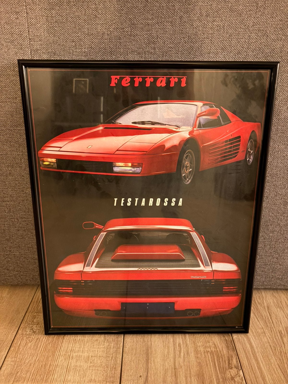 Verkerke poster Ferrari Testarossa, Ophalen, Rechthoekig Staand, Met lijst, Deurposter of groter