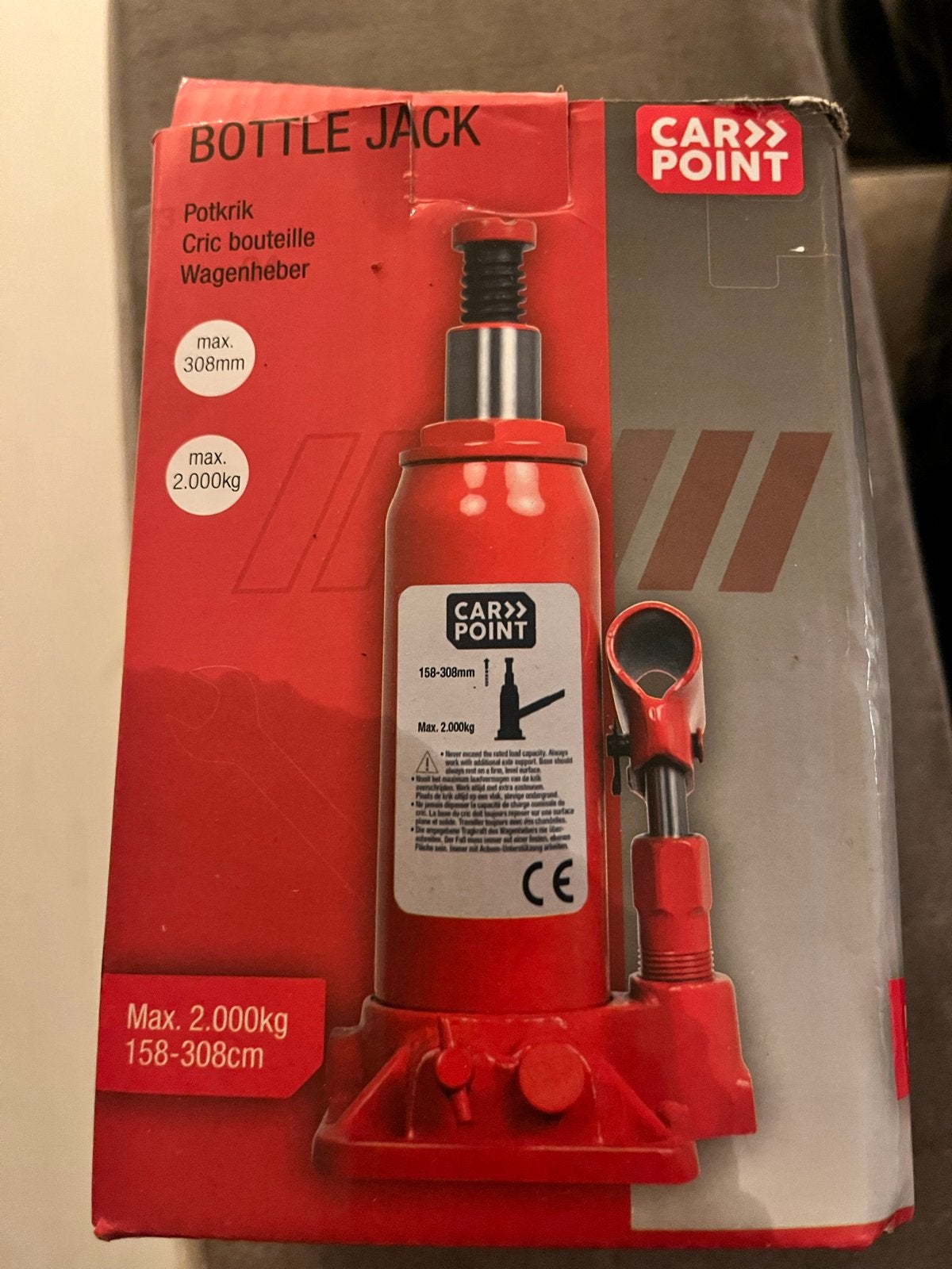 Carpoint Potkrik 2000kg - Max. 308mm, Ophalen of Verzenden, Nieuw, Hydraulisch, Potkrik