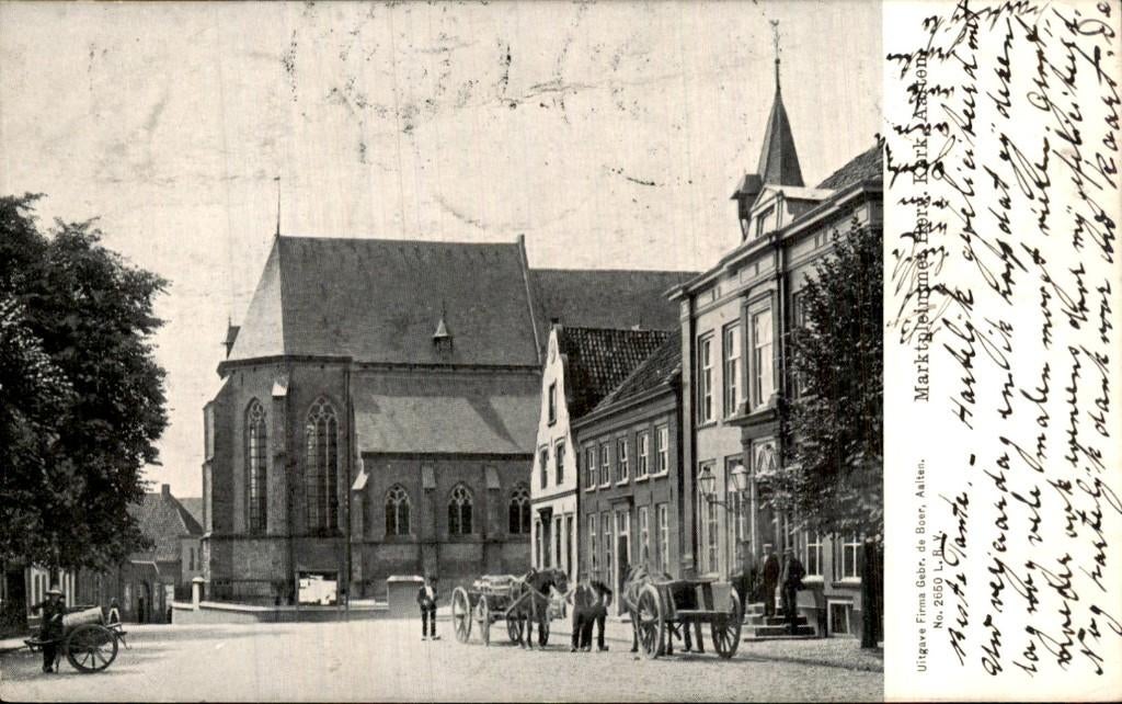 Aalten - Marktplein - Kerk, Verzamelen, Ansichtkaarten | Nederland, Gelopen, Gelderland, Voor 1920, Ophalen of Verzenden