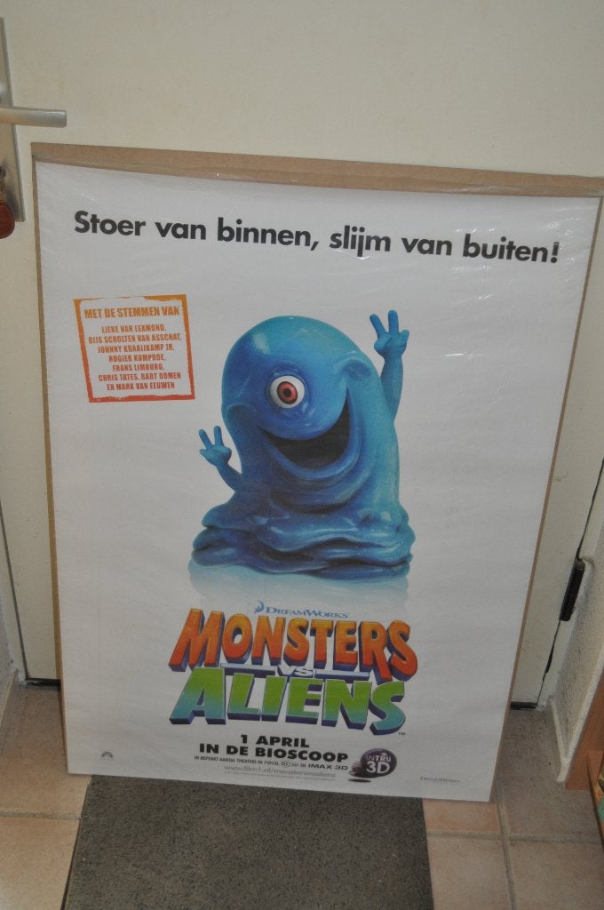 Monsters vs Aliens Filmposter, Ophalen, Zo goed als nieuw, A1 t/m A3, Film en Tv