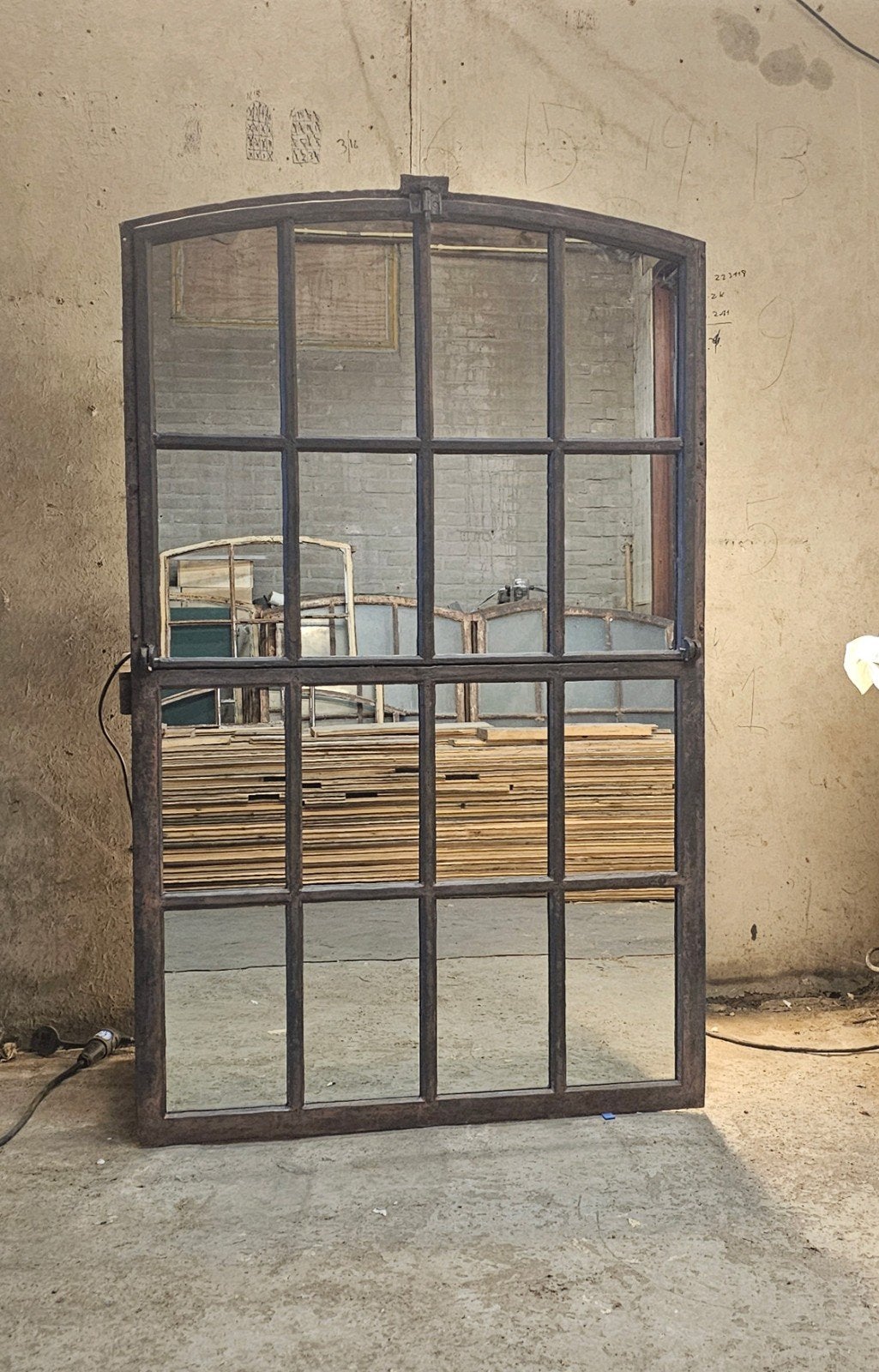 Unieke stalraam spiegel | 163x100 cm | Handgemaakt |, Nieuw, Ophalen of Verzenden, 75 tot 100 cm, Overige vormen