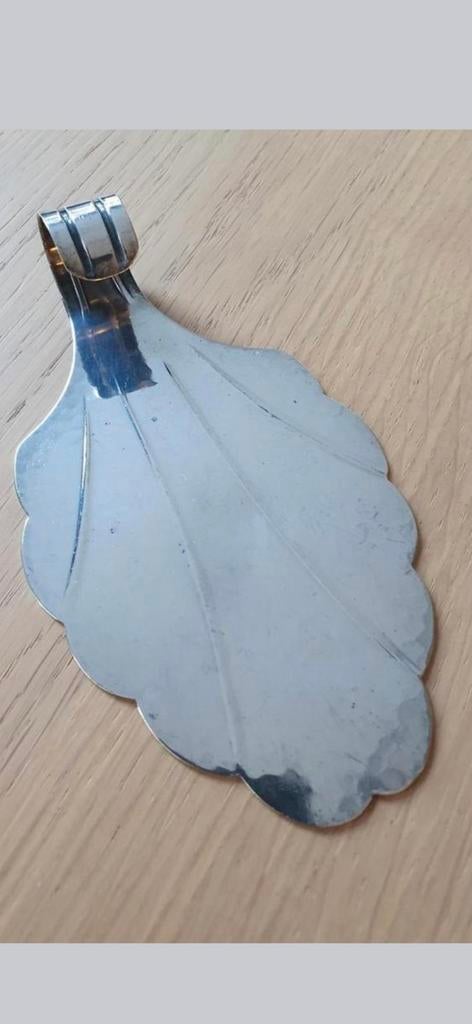 Prachtige antieke verzilverde Taartschep in bladvorm Gemerkt, Antiek en Kunst, Ophalen of Verzenden