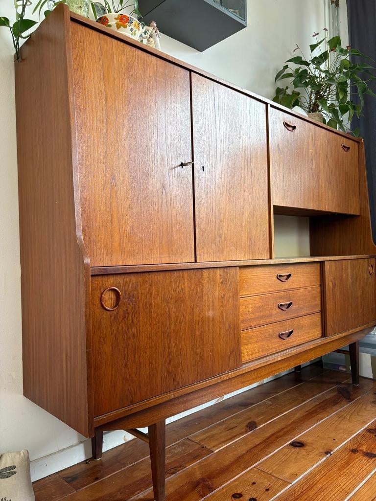 Vintage Teak Dressoir / Highboard - Jaren '60, Ophalen, Gebruikt, 25 tot 50 cm