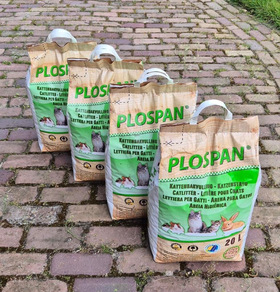 Plospan kattenbakvulling 4 zakken van 20 liter, Dieren en Toebehoren, Ophalen, Nieuw