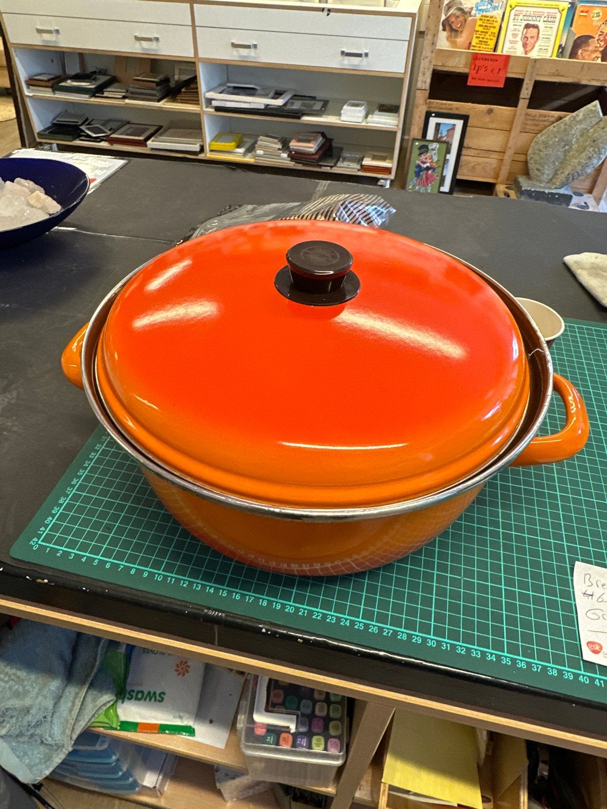 Vintage Oranje Gietijzeren Braadpan met Deksel, Ophalen, Gebruikt, Gietijzer, Koekenpan of Braadpan