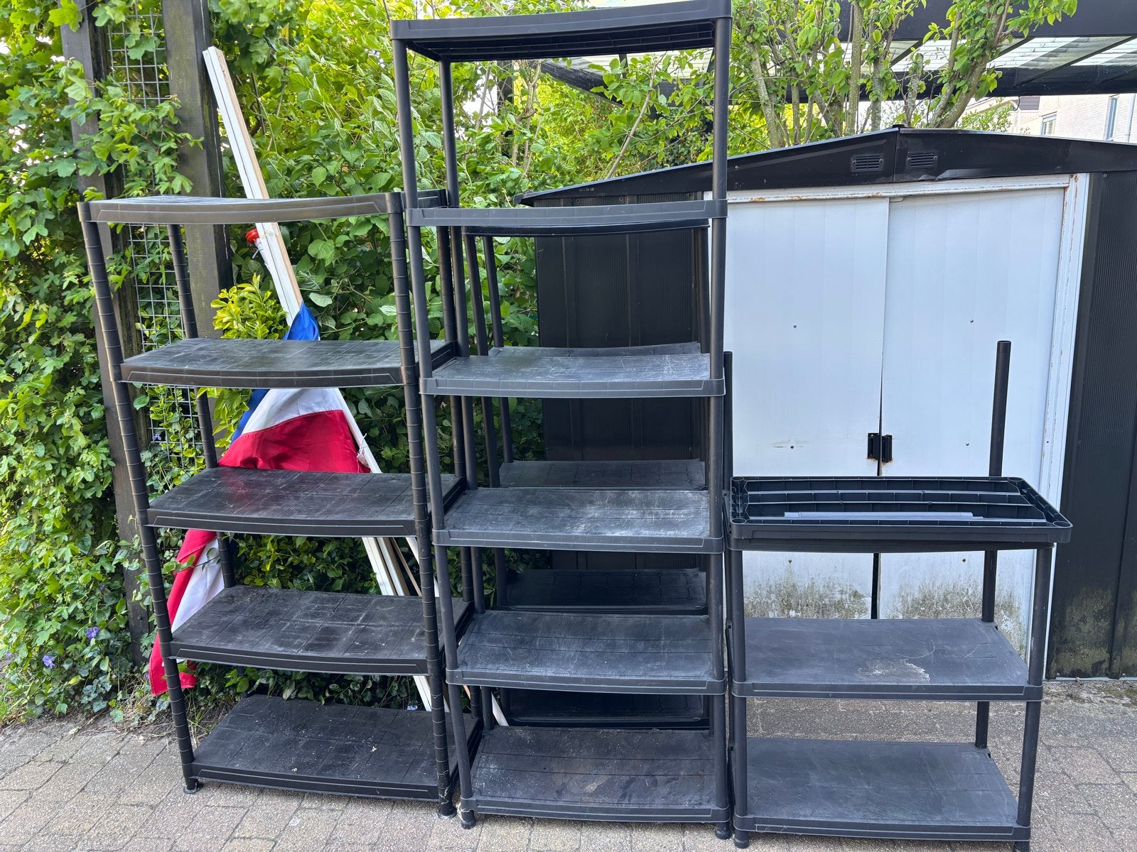 Set van 3 kunststof stellingkasten - zwart, Ophalen, Gebruikt