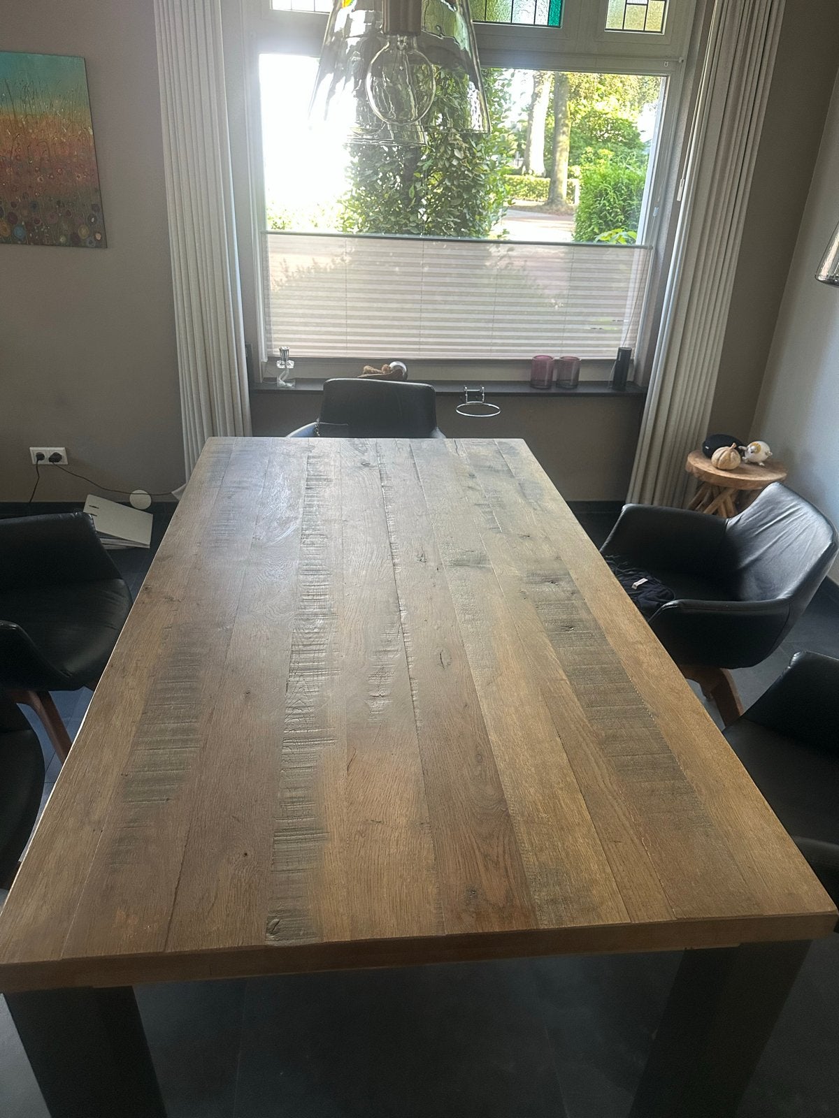 Eiken eettafel met RVS frame/poten, demontabel - 1.80x1.00m, Huis en Inrichting, Tafels | Eettafels, Ophalen, Eikenhout, 50 tot 100 cm
