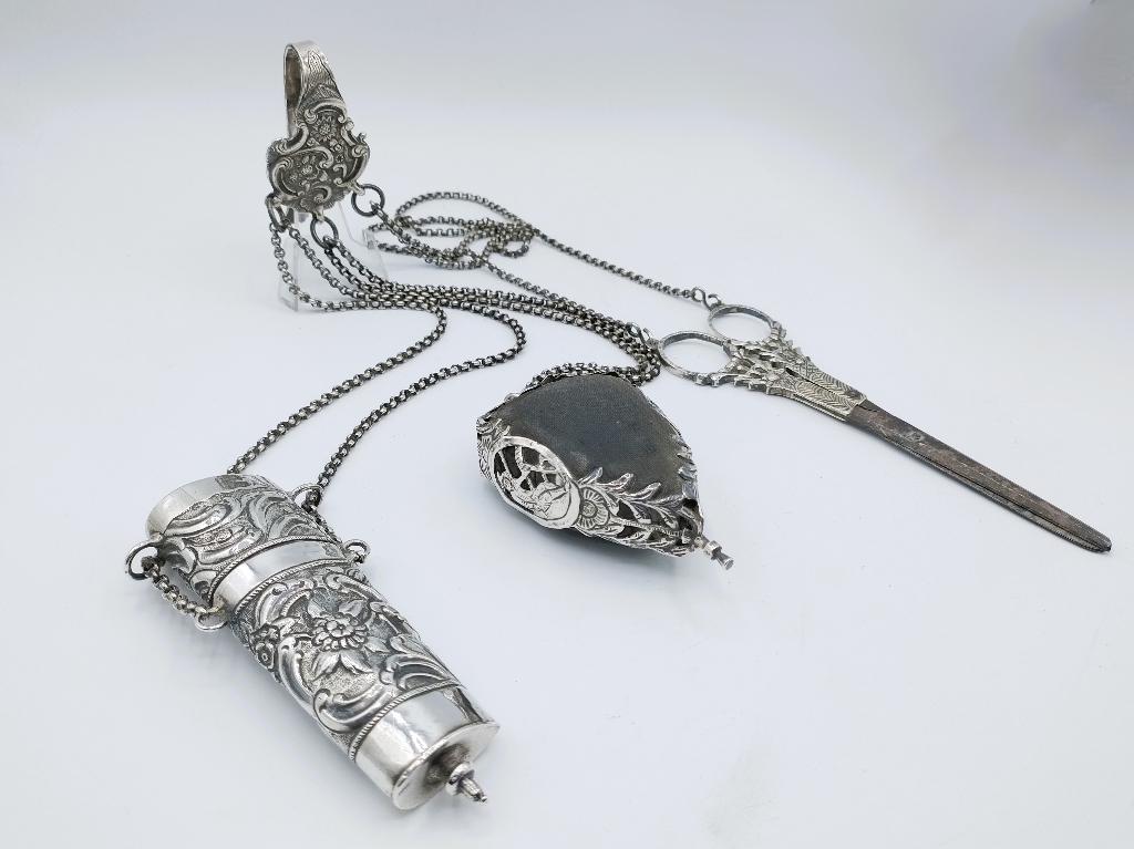 Zilveren Friese Chatelaine, o.a. P. Roorda, Sneek, ca. 1770, Verzenden, Zilver