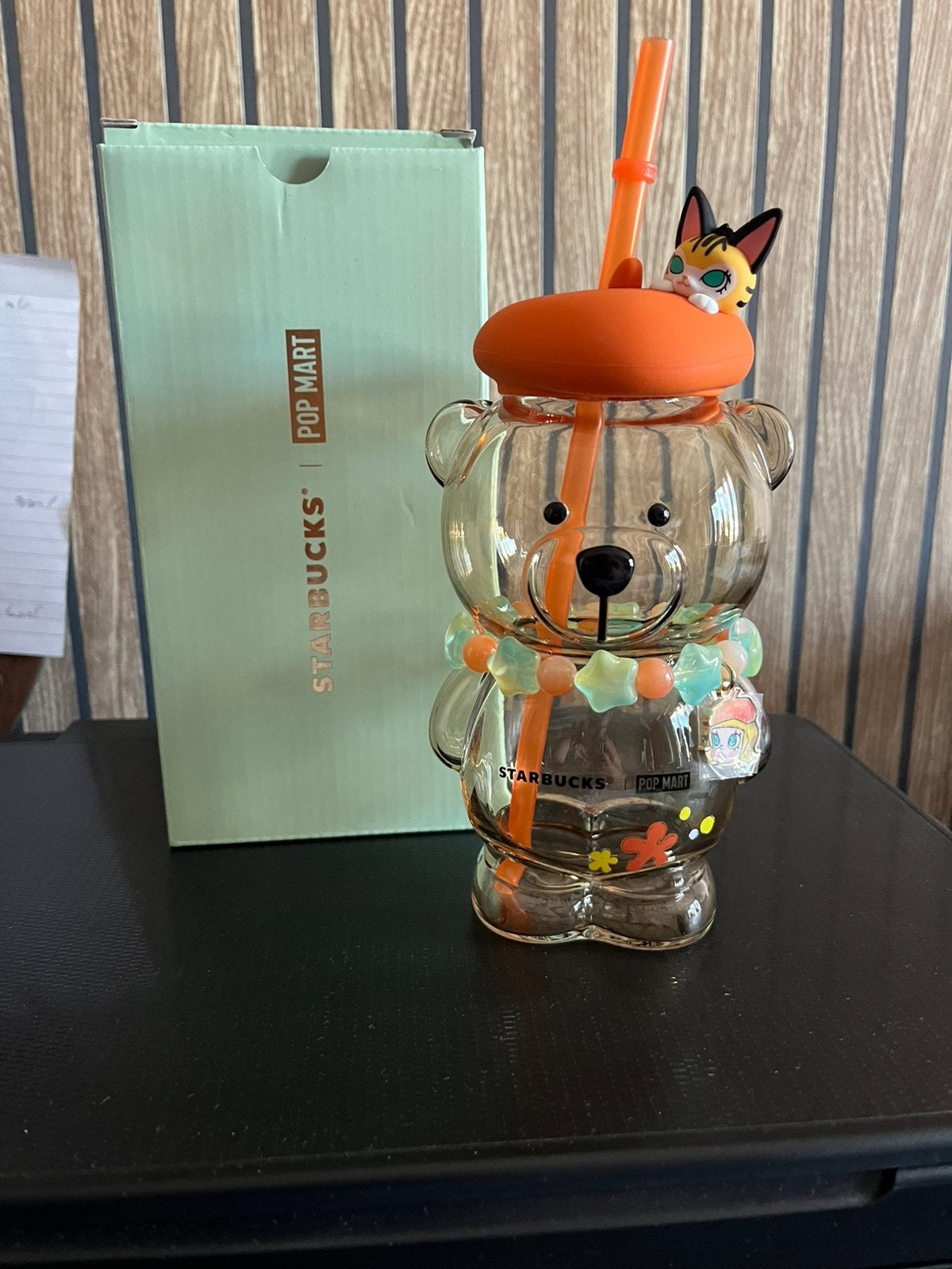Starbucks Bearista Popmart bear cup, Glas of Glazen, Nieuw, Ophalen of Verzenden, Glas