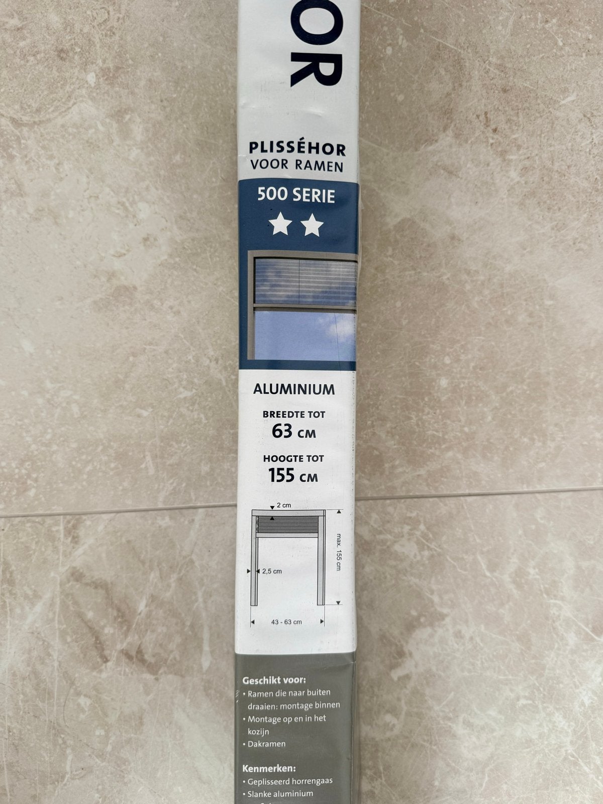 Bruynzeel Plissé Hor voor Ramen - Aluminium, Minder dan 80 cm, 215 cm of meer, Overige typen, Nieuw