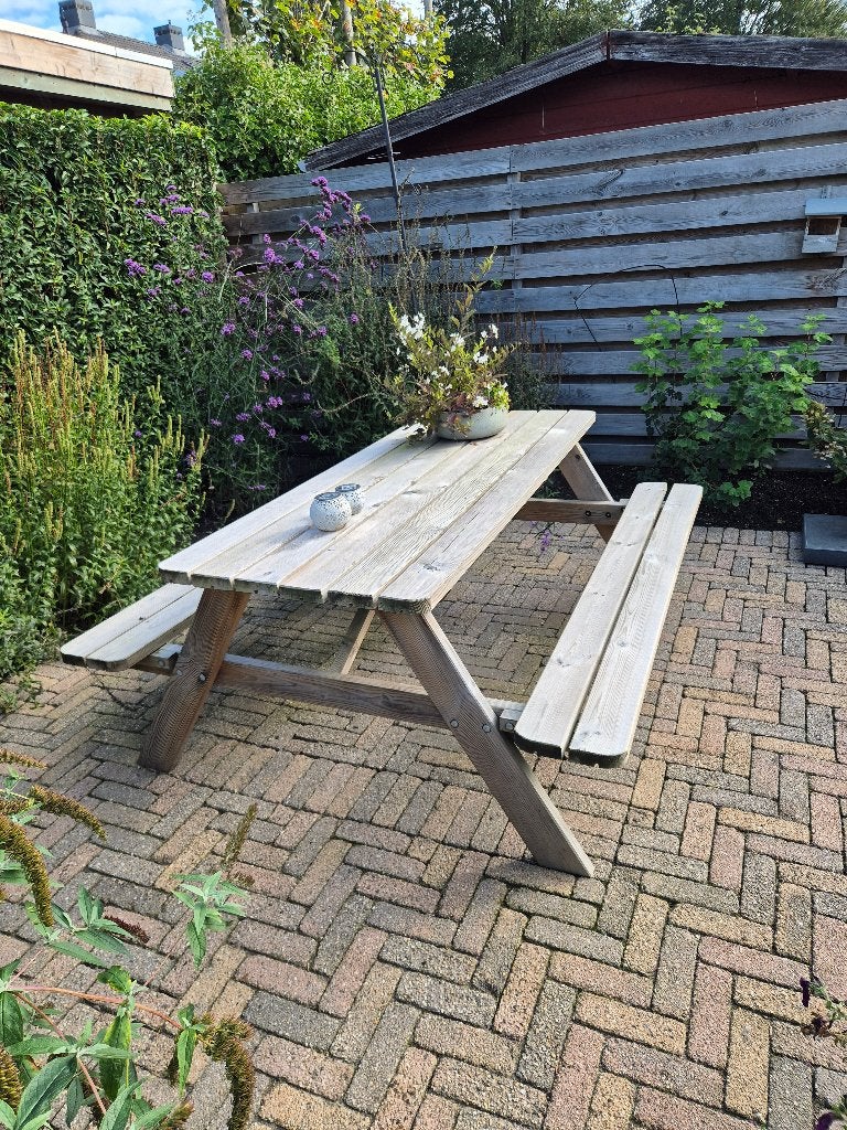 Picknick bank, Ophalen, Zo goed als nieuw, Rechthoekig, Hout