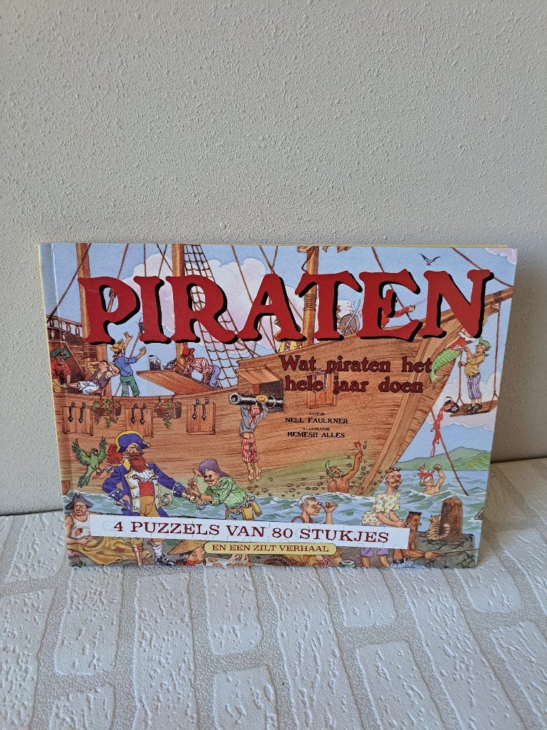 Piraten Puzzelboek - 4 puzzels van 80 stukjes, Ophalen of Verzenden, Meer dan 50 stukjes, Gebruikt, 6 jaar of ouder