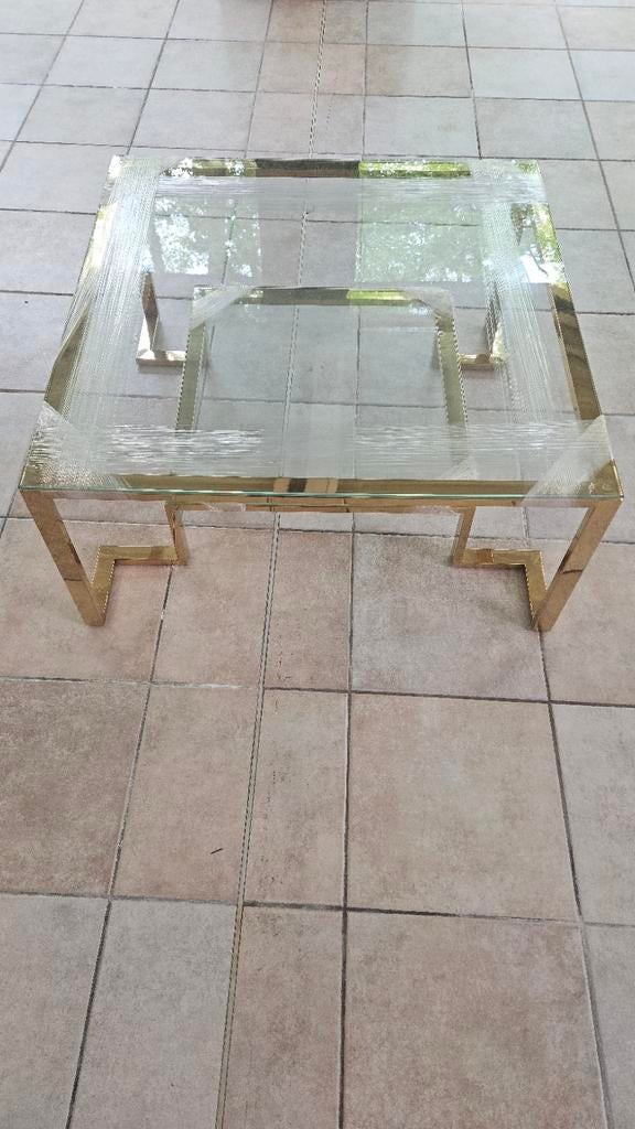 Design Salontafel Goud 100x100 - Nieuw en Verpakt, Vierkant, Nieuw, Ophalen of Verzenden, Glas