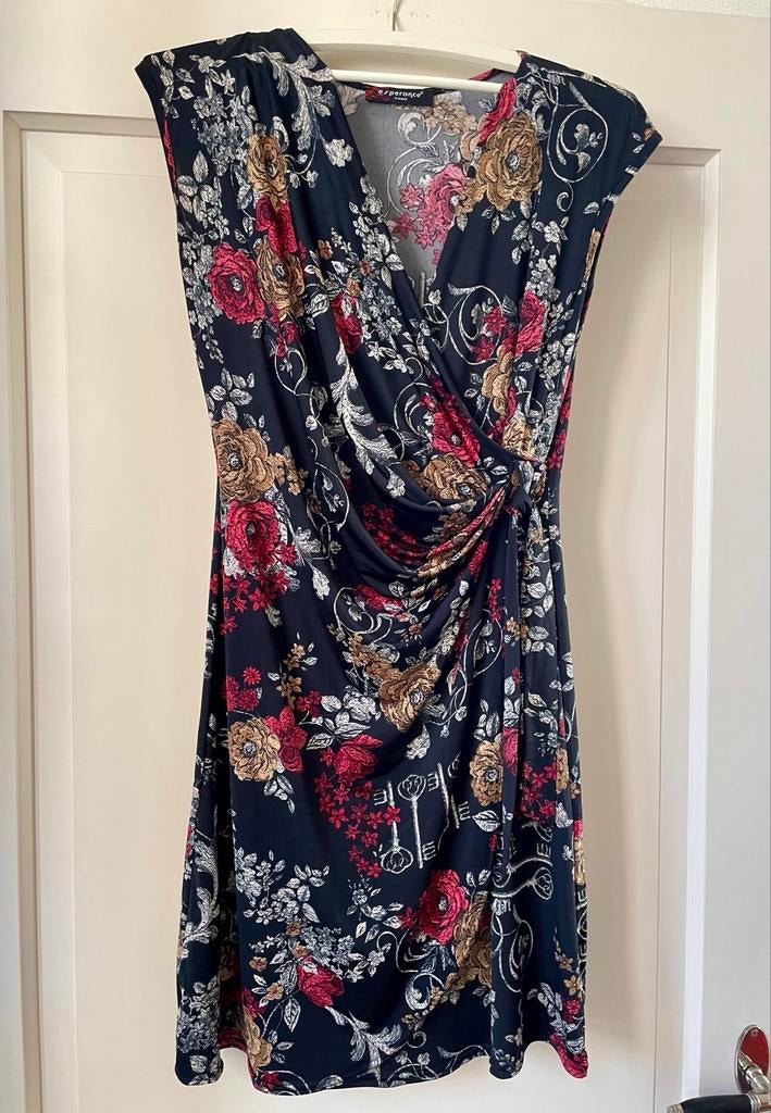 Esperance Paris overslagjurk met bloemenprint maat S/M, Kleding | Dames, Jurken, Maat 38/40 (M), Zwart, Ophalen of Verzenden, Zo goed als nieuw