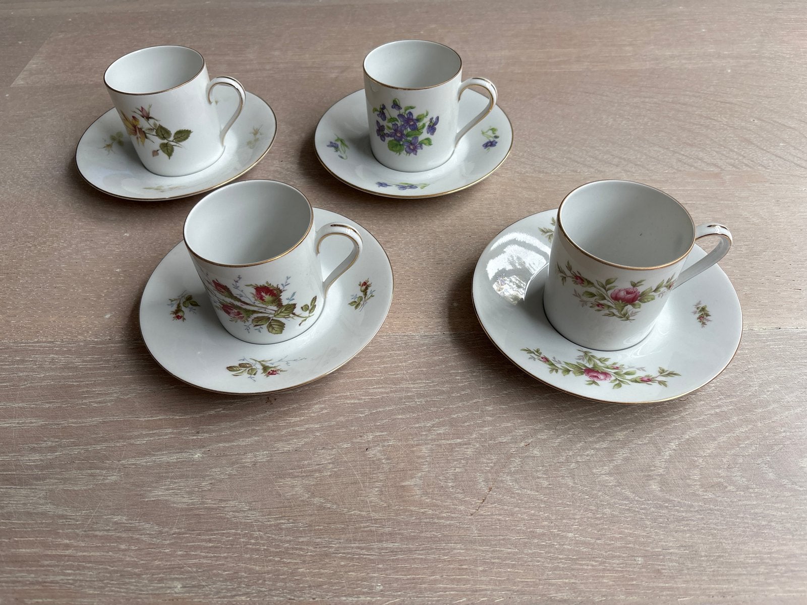 Rosenthal Espresso Kopjes met Schotels - Diverse Bloemen, Ophalen of Verzenden
