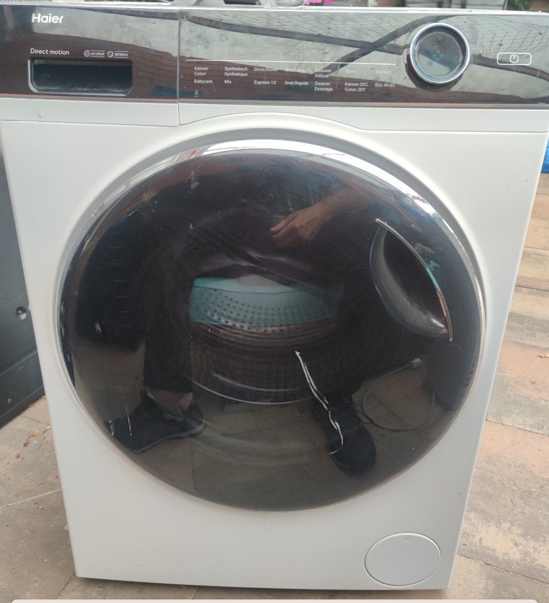 Haier Wasmachine HW80-B14979 & AEG Lavatherm 56600 Wasdroger, Ophalen, Gebruikt, 8 tot 10 kg, Voorlader