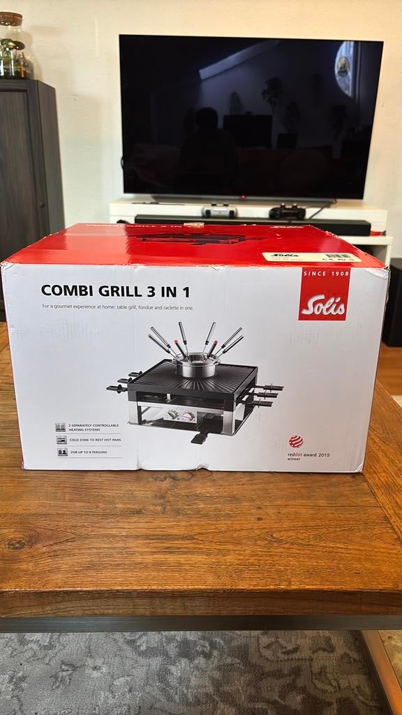 Solis Combi Grill 3 in 1, Witgoed en Apparatuur, Gourmetstellen, Ophalen of Verzenden, Nieuw, 8 personen of meer