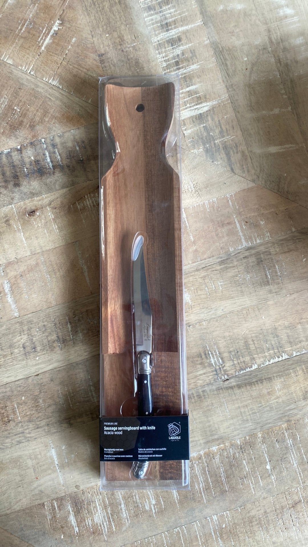 Laguiole Style de Vie worstplankje met mes, Hout, Snij-/serveerplank, Nieuw, Ophalen of Verzenden