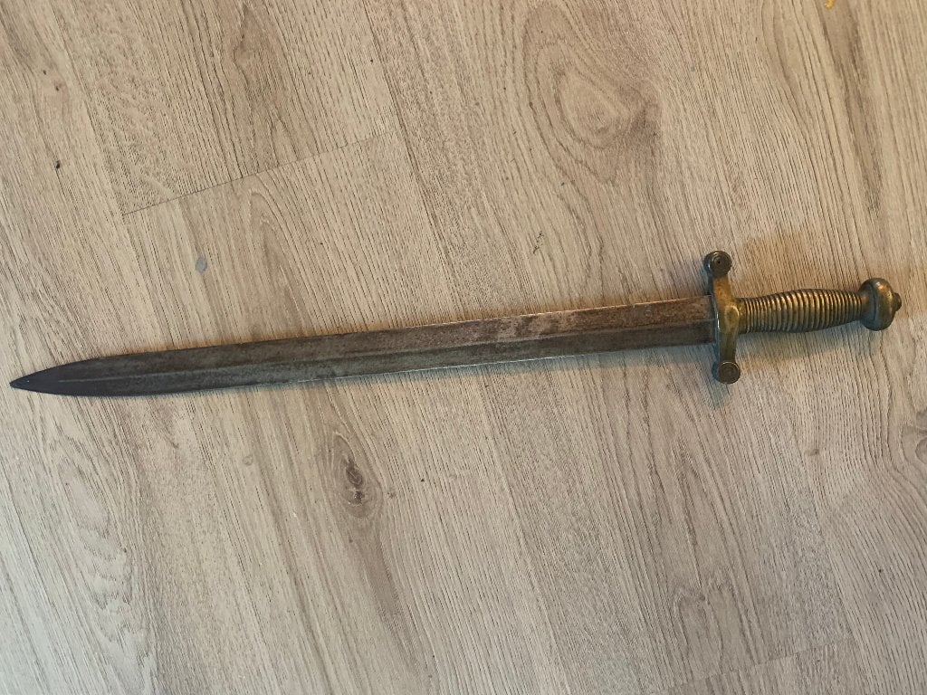 Antieke korte sabel/zwaard met messing gevest, Ophalen of Verzenden, Landmacht, Nederland, Zwaard of Sabel