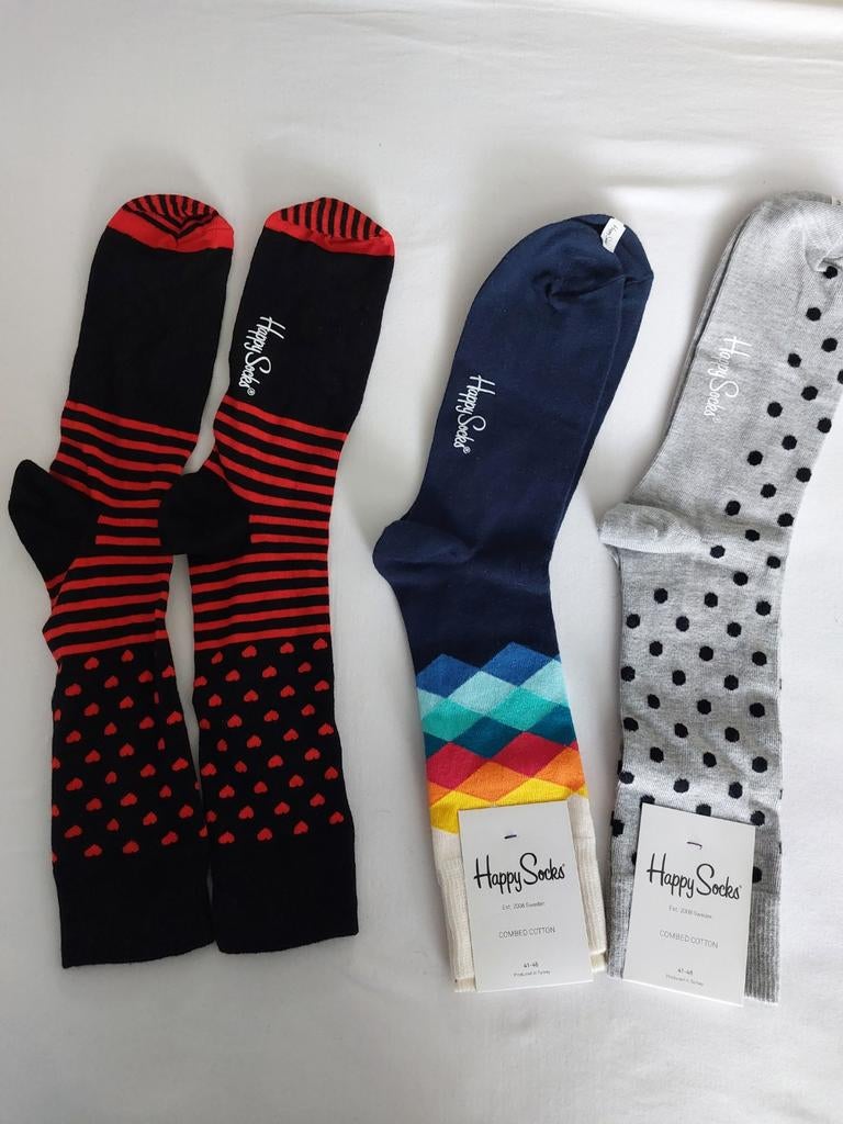 3 PAAR NIEUWE HAPPY SOCKS., Ophalen of Verzenden, Nieuw, Maat 43 t/m 46, Overige kleuren