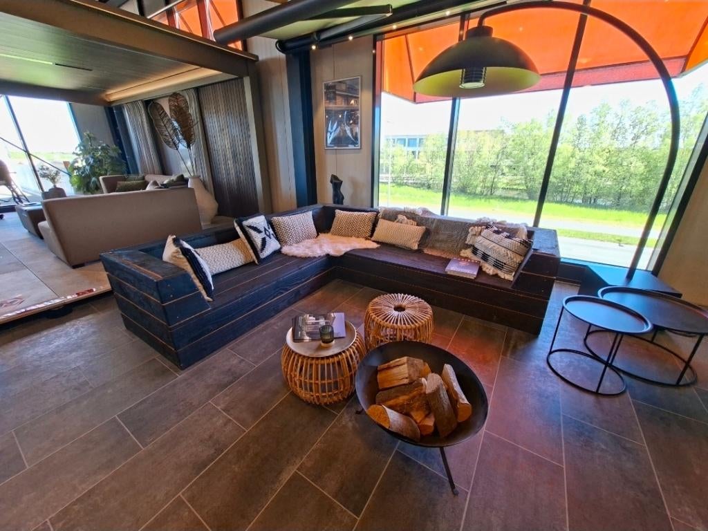 hoek tuinbank hout, Tuin en Terras, Tuinsets en Loungesets, Ophalen, Gebruikt, 6 zitplaatsen, Loungeset