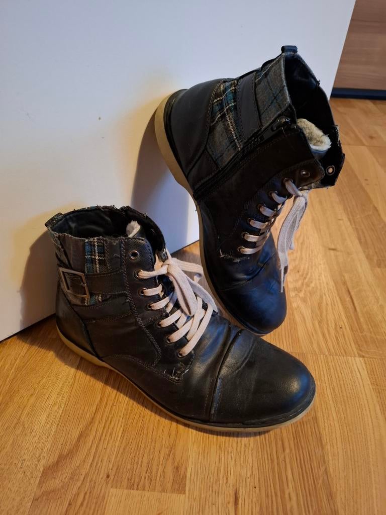 Venice heren boots. Gevoerd. Zwart/blauw/veters. Maat 42., Zwart, Boots, Ophalen of Verzenden, Venice