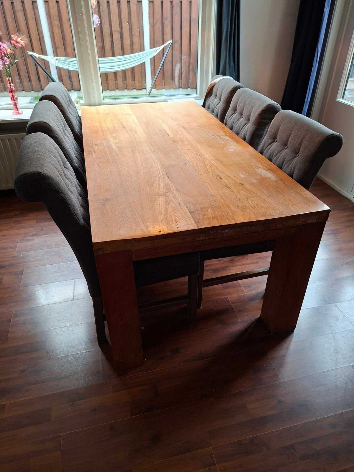 Eettafel met stoelen - opknapper, Ophalen, Gebruikt, 50 tot 100 cm, Vijf personen of meer