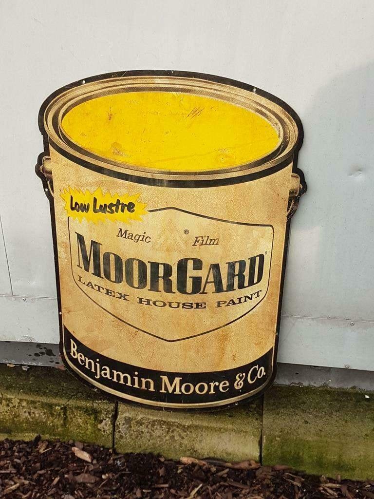 USA bord MoorGard, Benjamin Moore & Co, latex blik verf., Reclamebord, Gebruikt, ., Ophalen of Verzenden