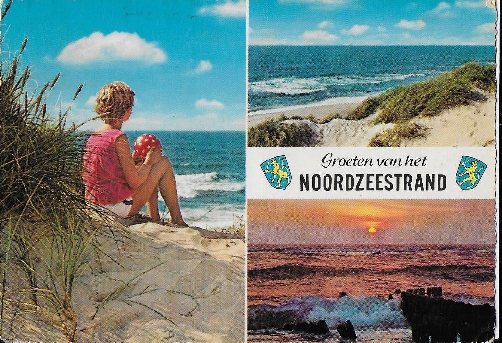 Q1165 Gelopen ansichtkaart noordzeestrand Texel, Ophalen of Verzenden, 1980 tot heden, Gelopen, Waddeneilanden