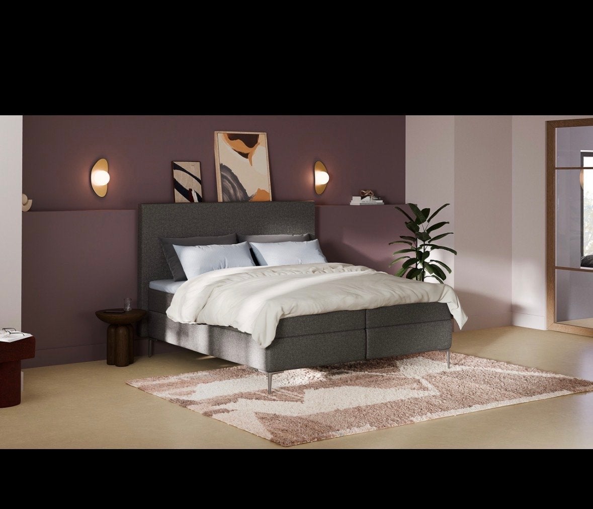 Antraciete boxspring van BeterBed, Ophalen, Zwart, Tweepersoons, Zo goed als nieuw