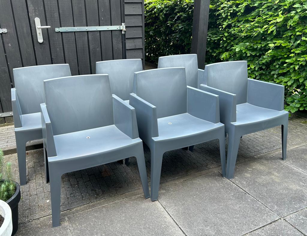 Siesta box stapelbare stoelen 6x, Ophalen, Zo goed als nieuw, Kunststof, Stoel