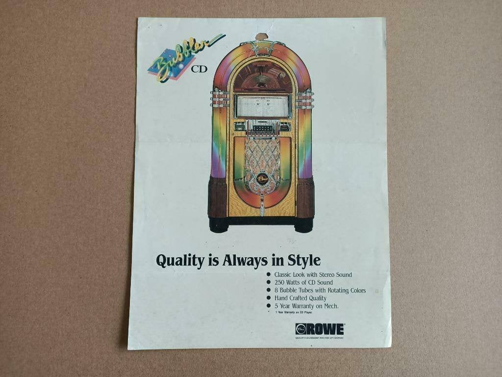 Flyer: Rowe AMi Bubble CD (1988) jukebox, Verzenden, Gebruikt, 1950 tot 1960, Seeburg