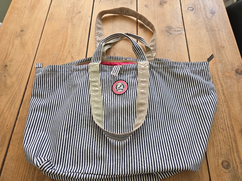 all time favorites kleine shopper blauw wit, Ophalen of Verzenden, Gebruikt, Blauw, Shopper
