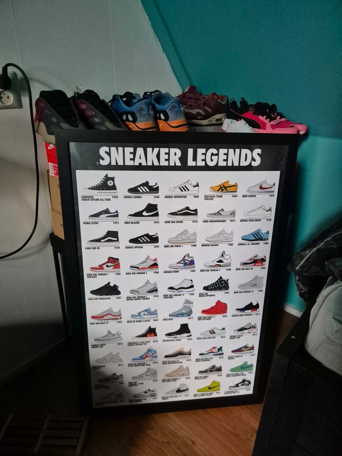 Sneaker legends poster (Nike, Adidas, Yeezy, Jordans etc), Ophalen, Nieuw, 50 tot 75 cm, Foto of Poster