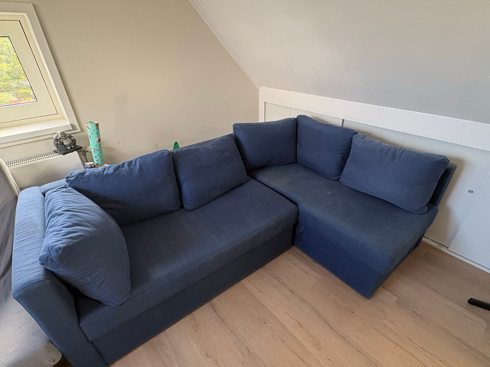 IKEA FRIHETEN Hoekbank met opbergruimte en slaapfunctie, Huis en Inrichting, Ophalen, Gebruikt, Hoekbank, 200 tot 250 cm