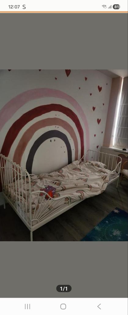 Meegroeibed 80x200 cm zonder matras, Ophalen, Eenpersoons, Wit, 80 cm