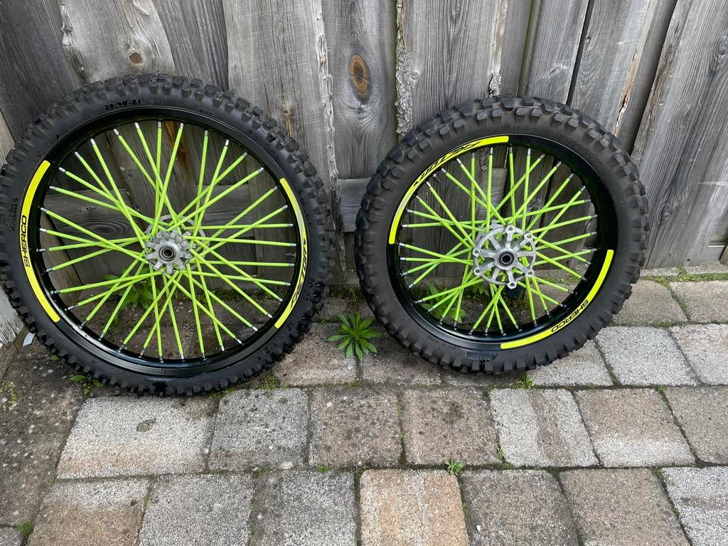 Set enduro wielen voor sherco 50cc, Fietsen en Brommers, Brommers | Crossbrommers, Ophalen, Zo goed als nieuw, Overige merken