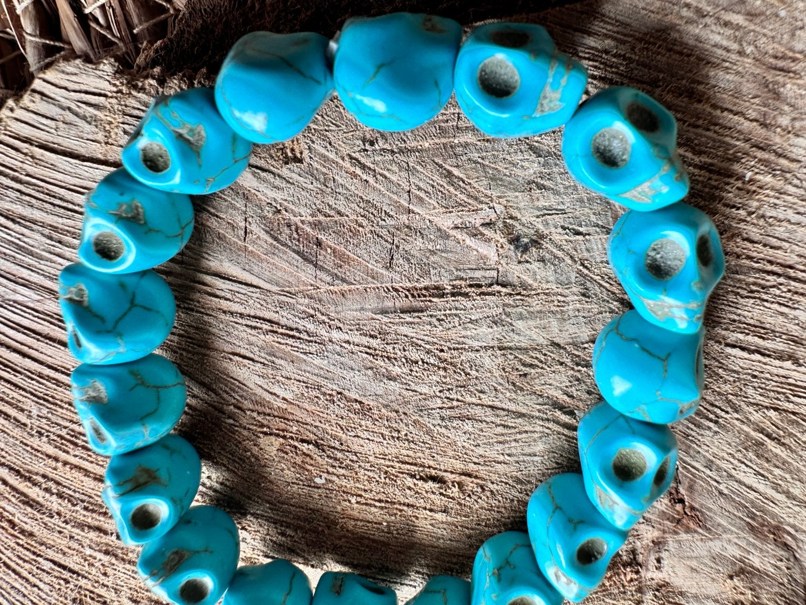 Boho armband / turquoise / doodshoofd / skull / nieuw, Ophalen of Verzenden, Zo goed als nieuw, Blauw