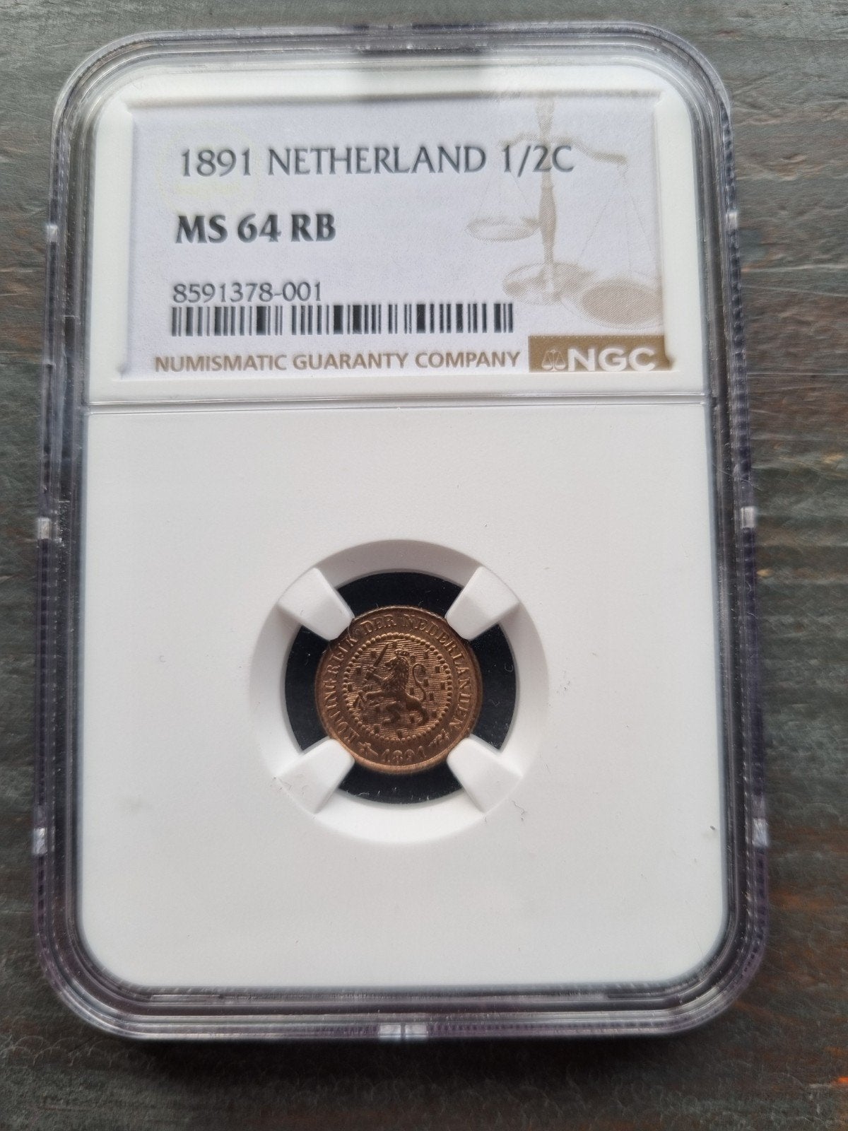 1/2 cent 1891 Wilhelmina NGC ms64 rb, Postzegels en Munten, Ophalen of Verzenden, Koningin Wilhelmina, Overige waardes