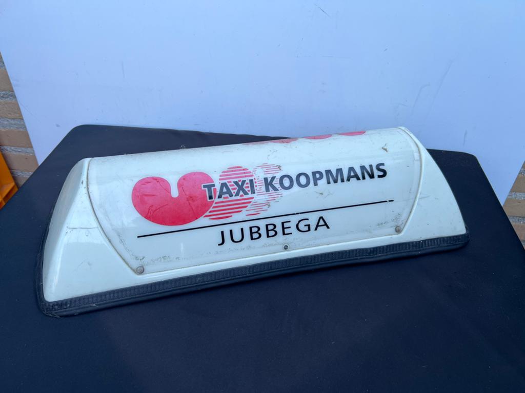 Te Koop : Taxi Bord Lichtbak Taxi Koopmans Jubbega, Ophalen of Verzenden, Gebruikt