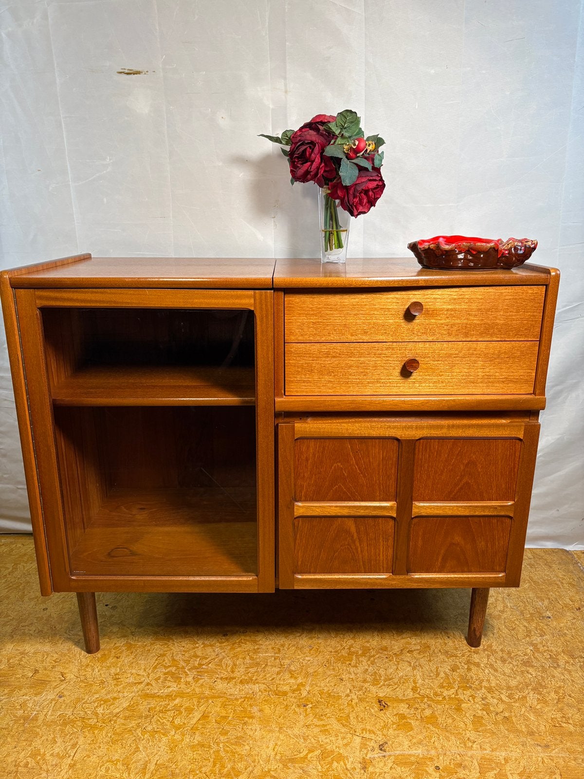 Gratis bezorging!Vintage Teak Muziek Dressoir 1960MidCentury, Gebruikt, 100 tot 150 cm, Mid century retro vintage teak muziek dressoir 1960 Nathan Deens