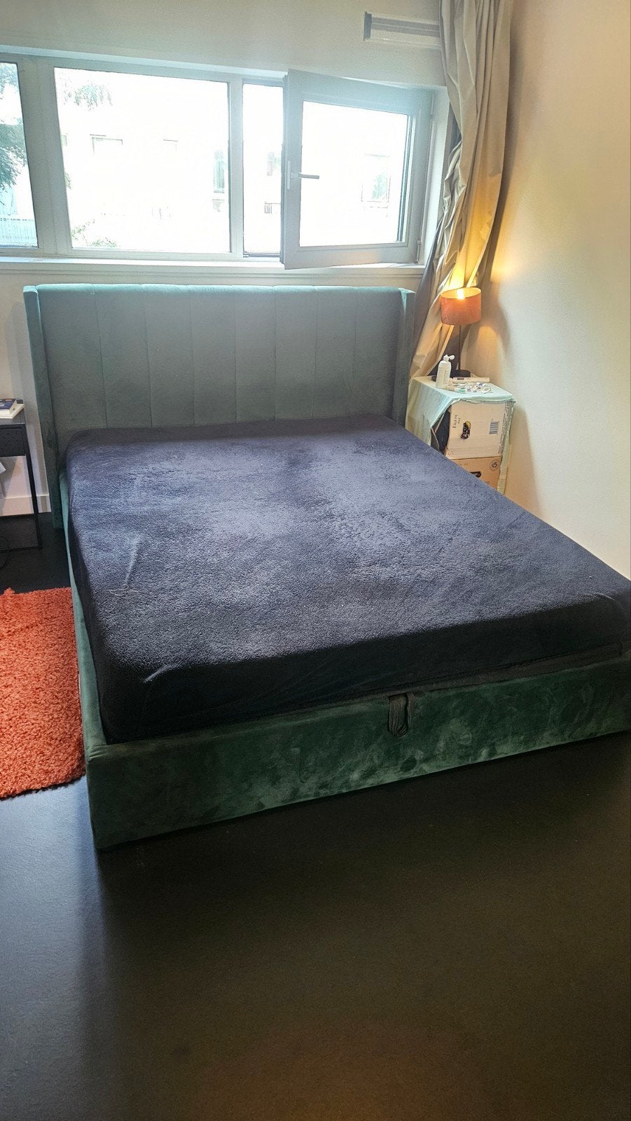 Optidee Optipluche Hoeslaken 160x200 zwart, Ophalen of Verzenden, Overige merken, Polyester, Wasbaar