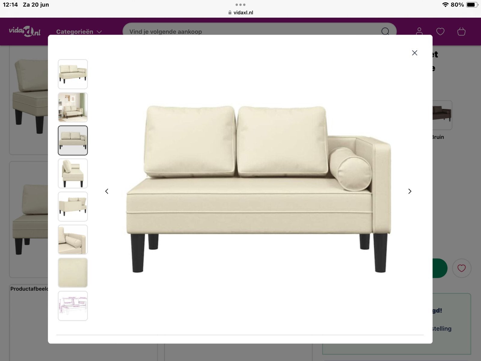 Chaise lounge kunstleer, Ophalen, Zo goed als nieuw, Tweepersoons, Minder dan 150 cm