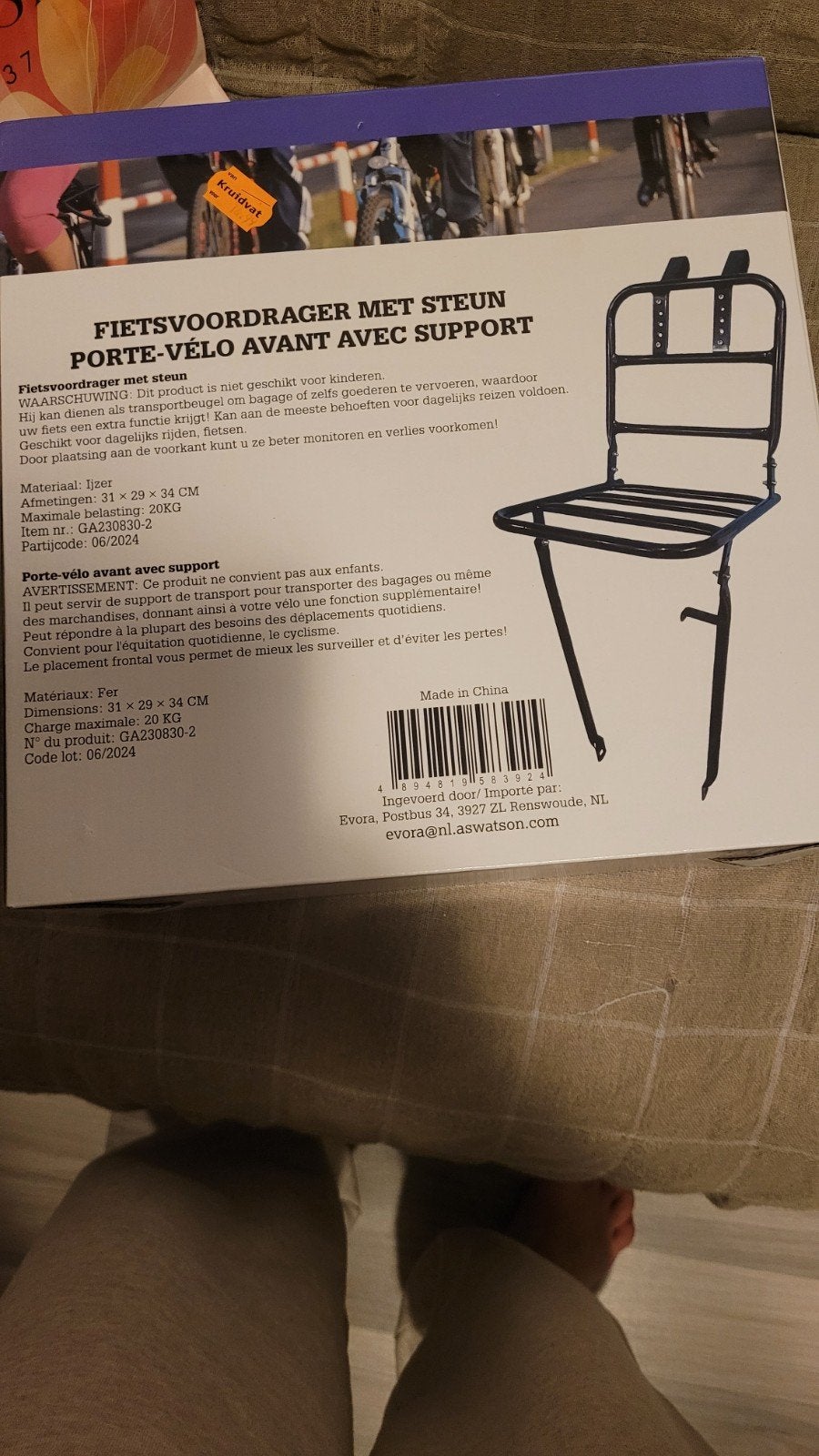 Nieuwe fietsvoordrager met steun - 20 KG draagvermogen, Ophalen of Verzenden, Nieuw
