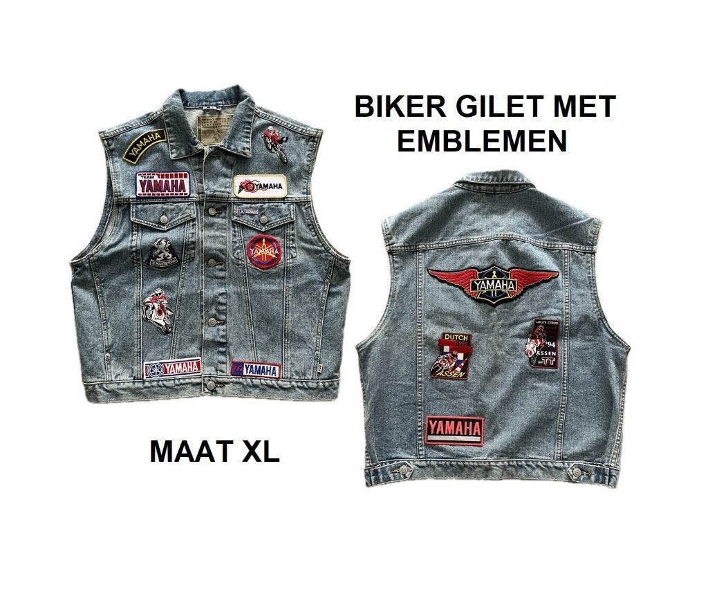Vintage denim spijker, biker, TT Assen gilet - uniek - mt XL, Motoren, Kleding | Motorkleding, Jas | textiel, Heren, America's spirit