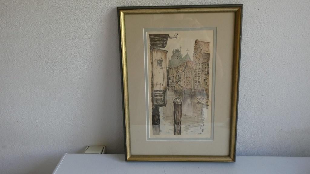 Ets Grote Kerk Dordrecht vanuit Voorstraatshaven, Janssen, Antiek en Kunst, Kunst | Etsen en Gravures, Ophalen of Verzenden, Stadsgezicht